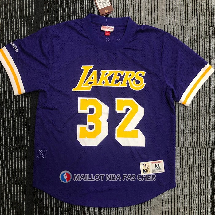 Maillot Manche Courte Los Angeles Lakers Magic Johnson NO 32 Volet